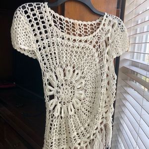 Cute Ivory Open Knit Top, S